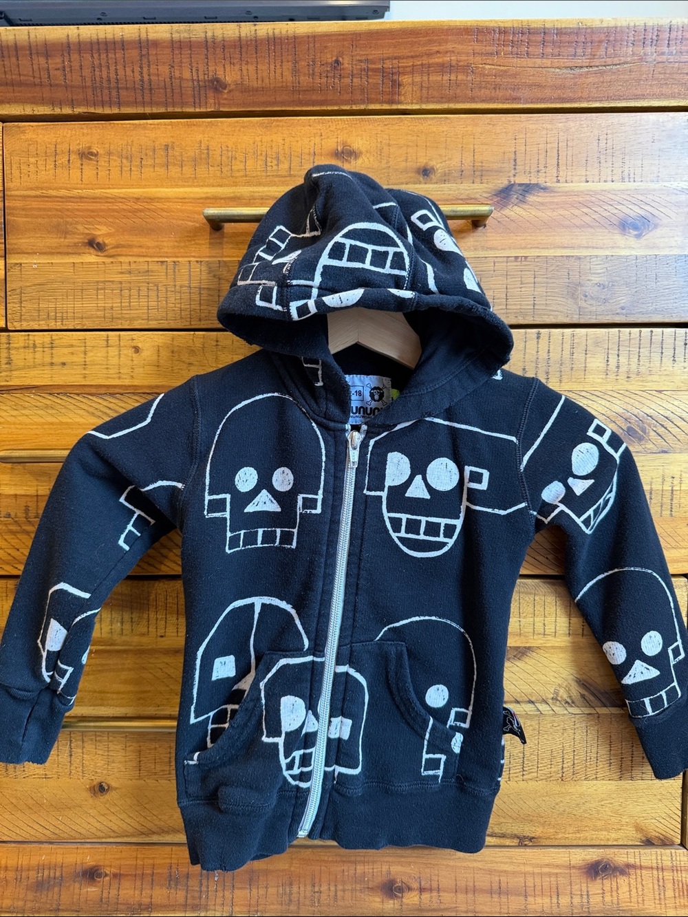 Nununu Kids Black Skull Print Zip-Up Hoodie - Unbranded